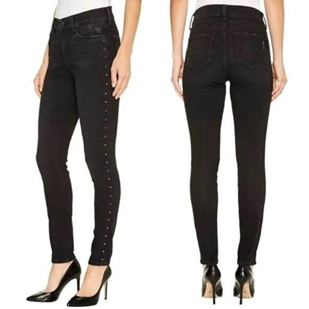 NYDJ Ami Studded Skinny Jeans‎ Women's Size 2 Faded Black Stretch Denim Mid Rise
